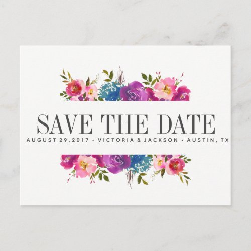 Spring Lush  Pink  Flowers WEDDING save the date Announcement Postcard