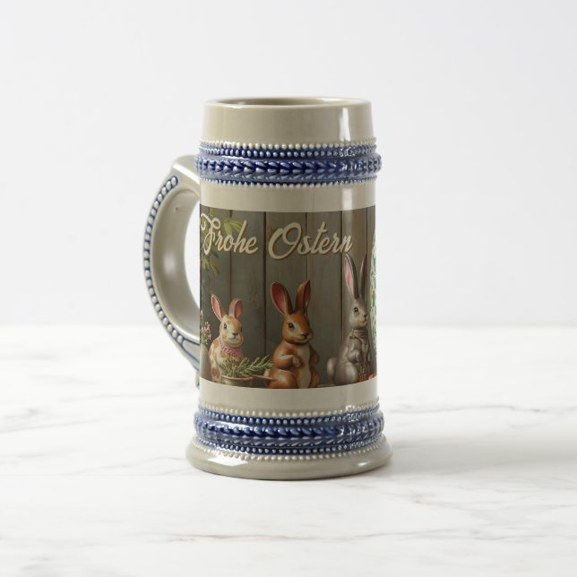 Spring Magic with Blossoms and Bunny Happiness Beer Stein (Front Left)
