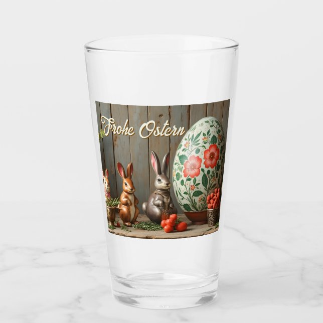 Spring Magic with Blossoms and Bunny Happiness Glass (Front)