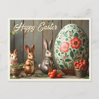 Spring Magic with Blossoms and Bunny Happiness Holiday Postcard