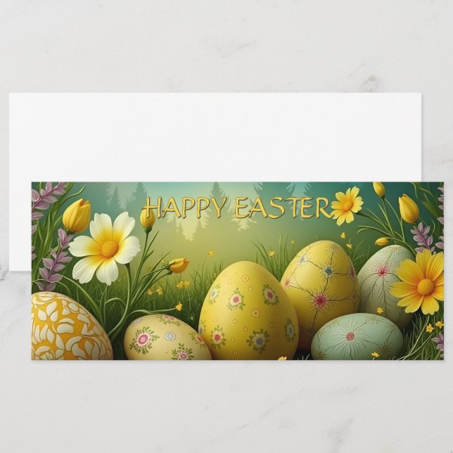 Spring Magic with Easter Eggs in a Sea of Flowers (Front/Back)