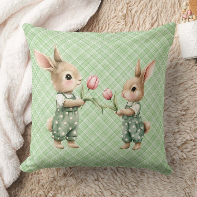 Spring magic with Pastel Bunny Dream Throw Pillow (Blanket)