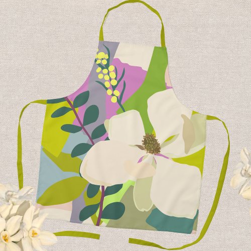 Spring Magnolia Color Blocks Florist  Apron