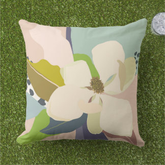 Spring Magnolia Color Blocks Florist  Outdoor Pillow