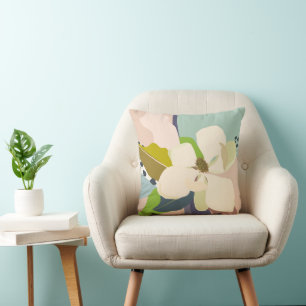 Spring Magnolia Color Blocks Florist Throw Pillow
