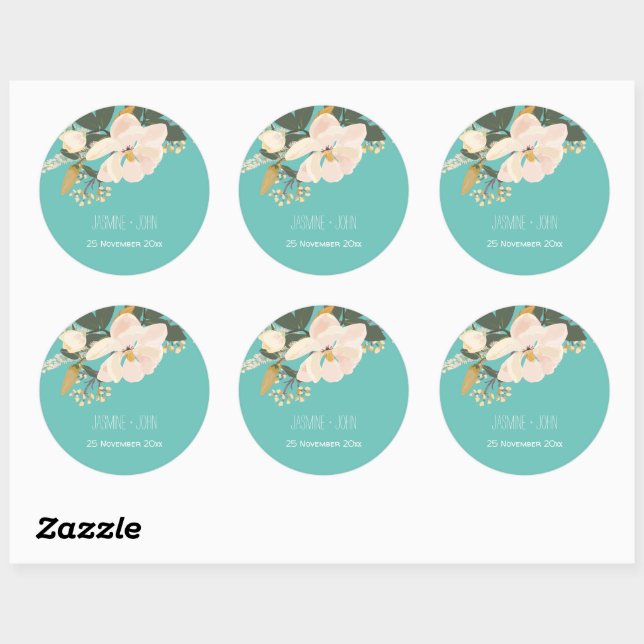Spring Magnolia Flower Bouquet Classic Round Sticker (Sheet)