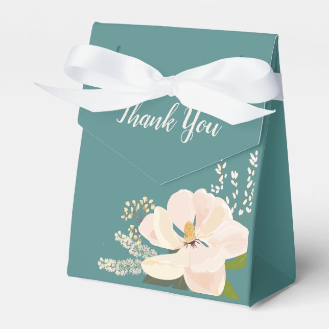 Spring Magnolia Flower Bouquet  thank you Favor Boxes (Front Side)