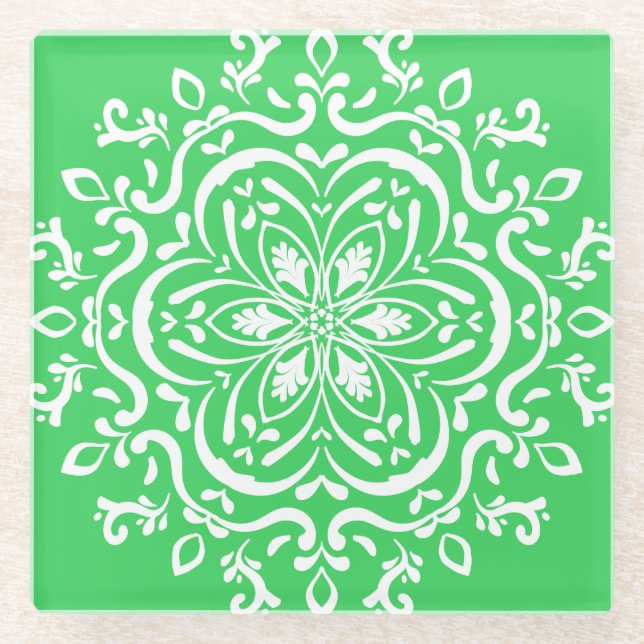 Spring Mandala Glass Coaster (Front)