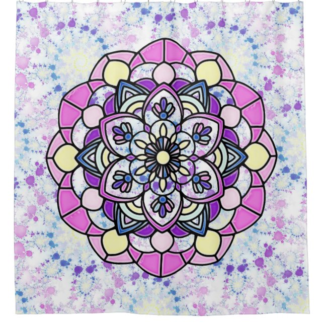 Spring Mandala Shower Curtain (Front)