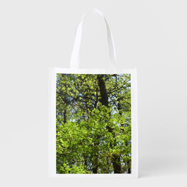 Spring Maple Leaves Nature Grocery Bag (Front)
