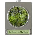 Spring Maple Leaves Nature Silver Plated Banner Ornament