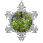 Spring Maple Leaves Nature Snowflake Pewter Christmas Ornament