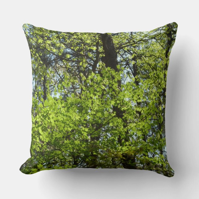 Spring Maple Leaves Nature Throw Pillow (Front)