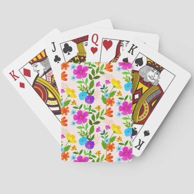 Spring Meadow Blooming Wildflowers Garden  Poker Cards (Back)