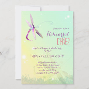 Spring Meadow Dragonfly Wedding Rehearsal Dinner Invitation