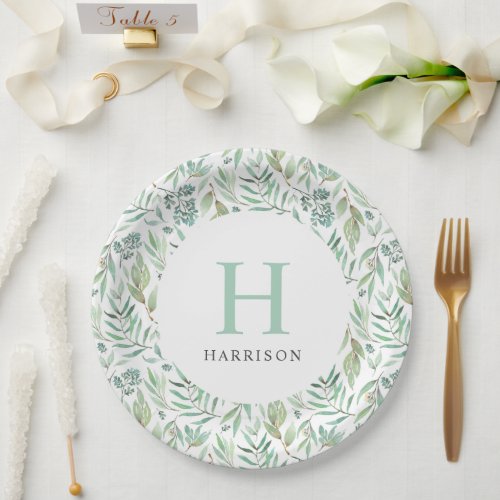 Spring Meadow Family Monogram Paper Plates