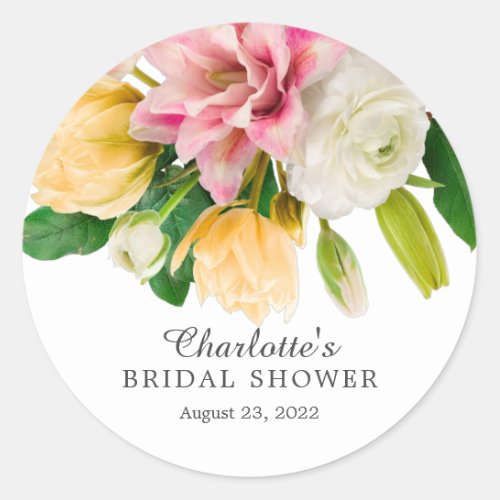 Spring Meadow Floral Bridal Shower  Classic Round  Classic Round Sticker