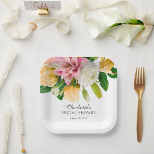 Spring Meadow Floral Bridal Shower Paper Plates