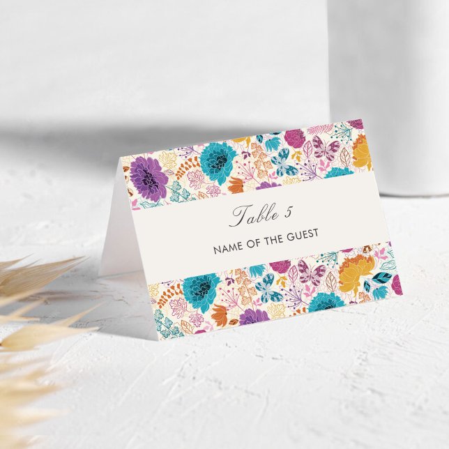 Spring Meadow Purple Flowers Wedding Place Card (Creator Uploaded)