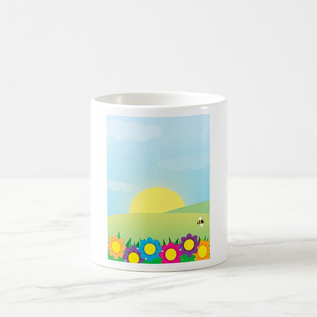 Spring Meadow Sunburst with Colorful Flowers Coffee Mug (Creator Uploaded)