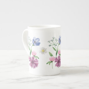 Spring Meadow Wildflower Watercolor Bone China Mug