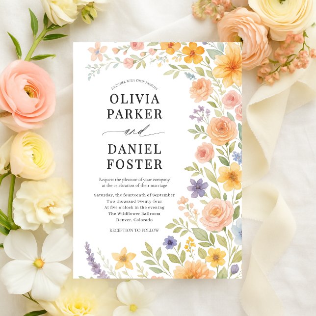 Spring Meadow Wildflower Wedding Invitation (Creator Uploaded)