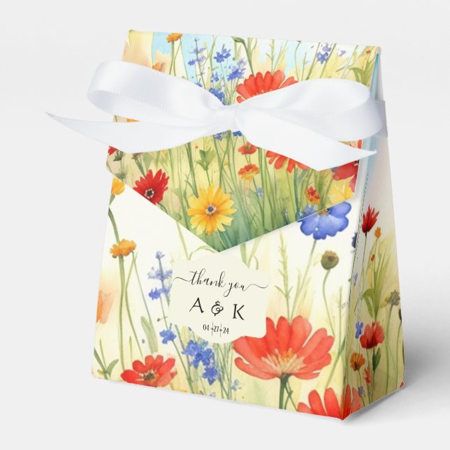 Spring Meadow Wildflowers Favor Box (Front Side)