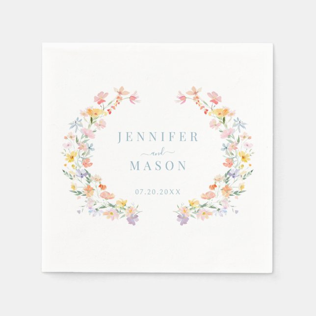 Spring Meadow Wildflowers Garden Wedding Napkins (Front)