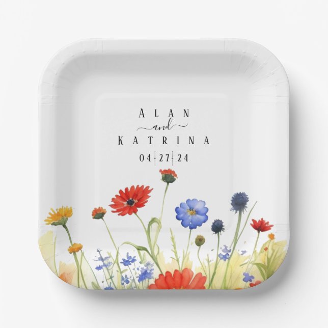 Spring Meadow Wildflowers Paper Plates (Front)