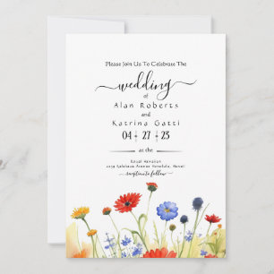 Spring Meadow Wildflowers Wedding Invitation