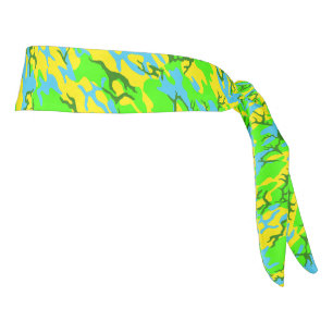 Spring Meadow Yellow Green and Blue Camo Head Wrap Tie Headband