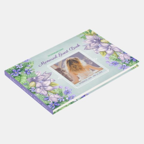 Spring Memorial Service Lilac Floral Your Photo Guest Book