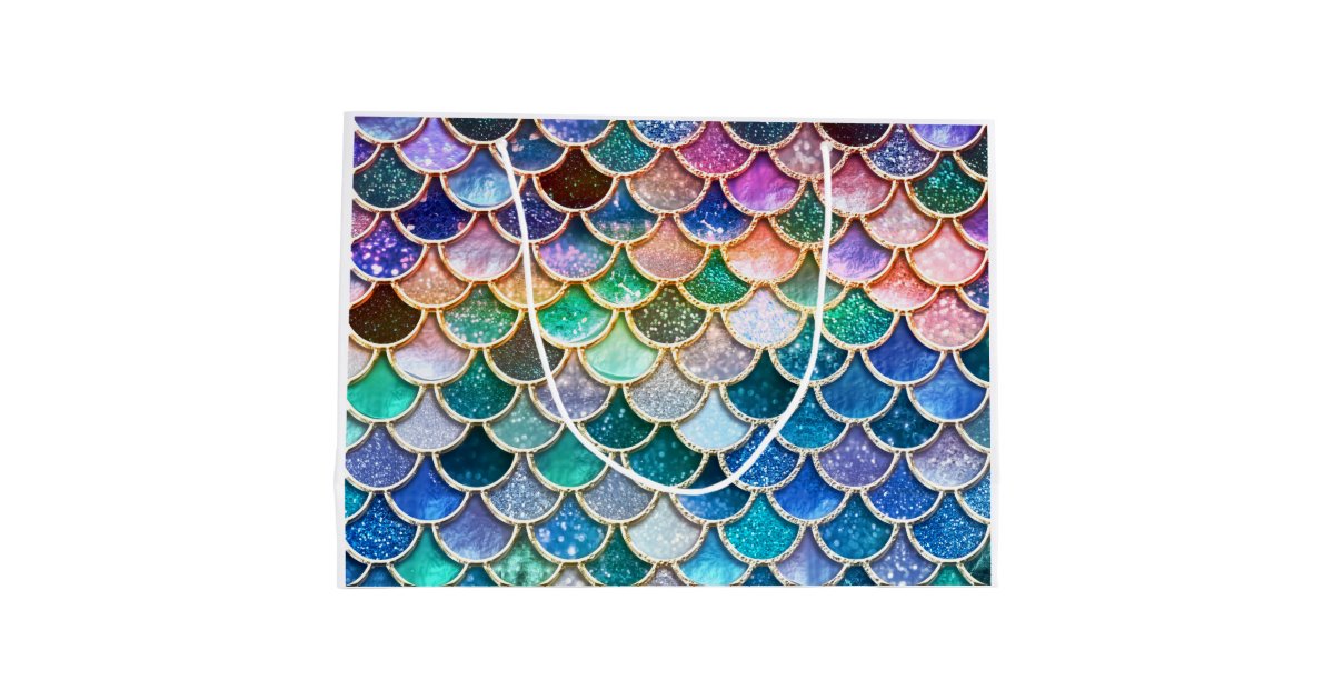 Spring Mermaid Glitter Scales- Mermaidscales Large Gift Bag | Zazzle