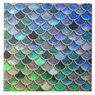 Spring Mermaid Green Glitter Scales- Mermaidscales Tile