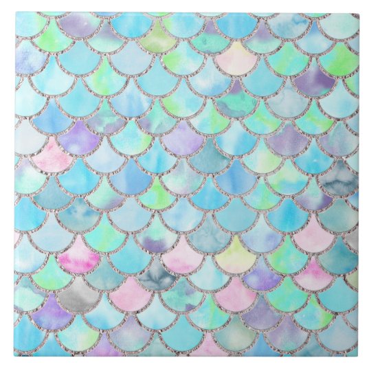 Spring Mermaid Watercolor Scales- Mermaidscales Tile ...