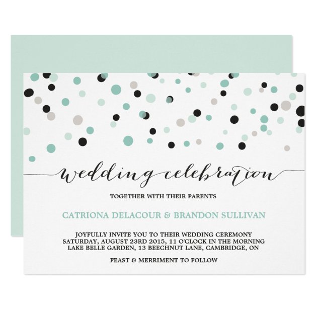 Spring Mint Confetti Dots Wedding Invitation