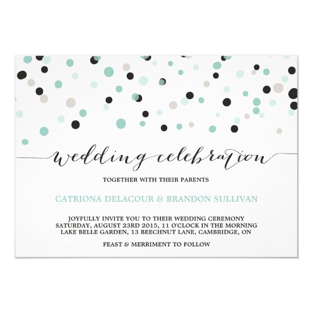 Spring Mint Confetti Dots Wedding Invitation