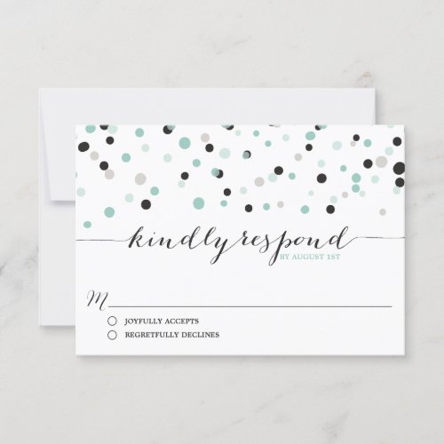 Spring Mint Confetti Dots Wedding RSVP Card