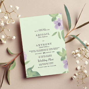 Spring mint green lavender purple floral Wedding Invitation