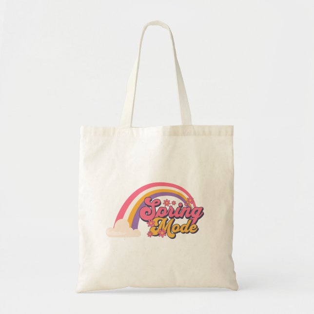 Spring Mode Retro Rainbow Tote Bag (Front)