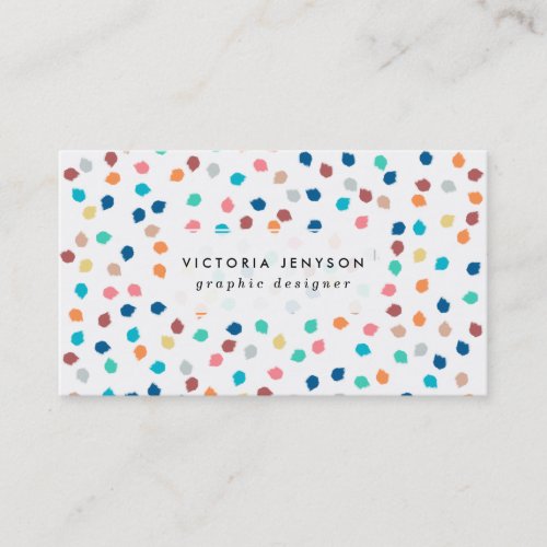 Spring modern polka dots brushstrokes pattern business card