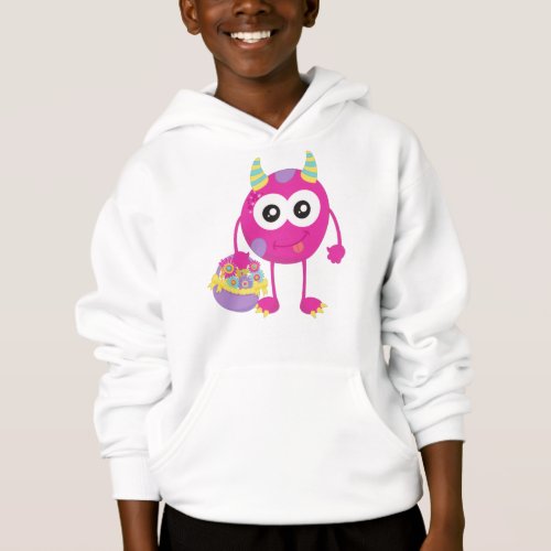 Spring Monster Pink Monster Horns Flowers Hoodie