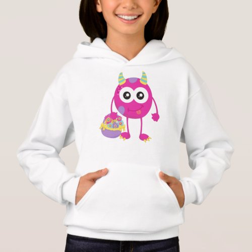 Spring Monster Pink Monster Horns Flowers Hoodie