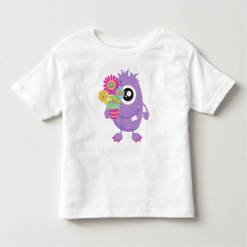 Spring Monster Purple Monster Colorful Flowers Toddler T_shirt