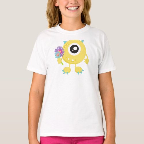 Spring Monster Yellow Monster Flowers Horns T_Shirt