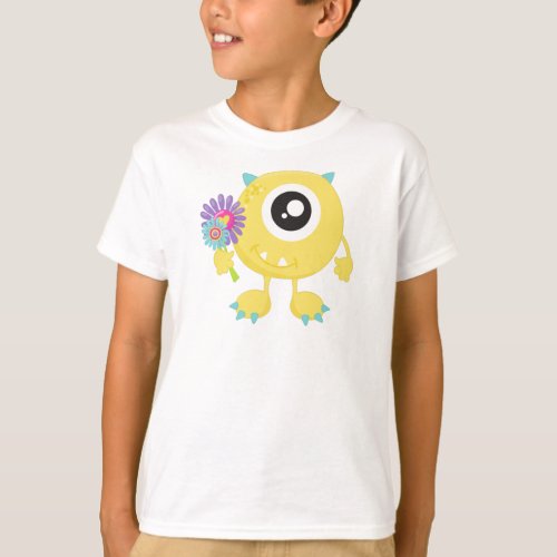 Spring Monster Yellow Monster Flowers Horns T_Shirt