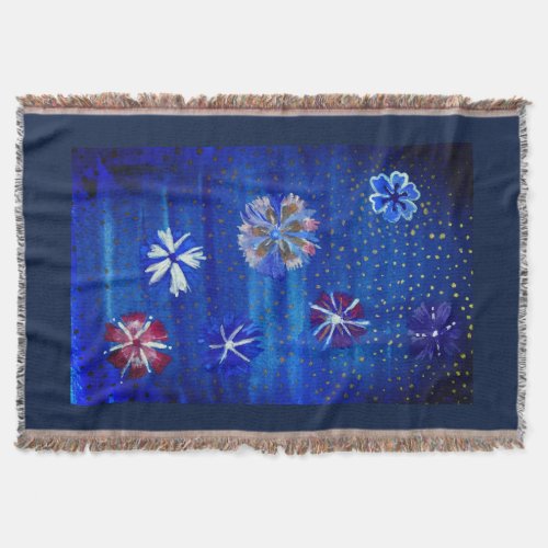 Spring Mood Flowers Drawing Throw Blanket