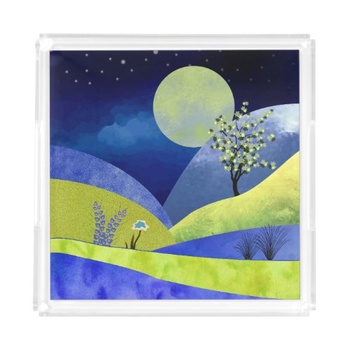 Spring Moonrise Acrylic Tray