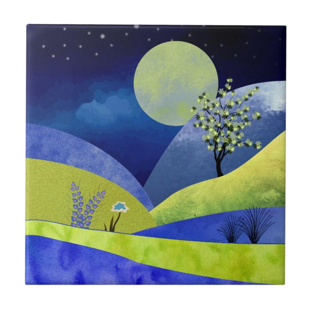 Spring Moonrise Ceramic Tile (Front)