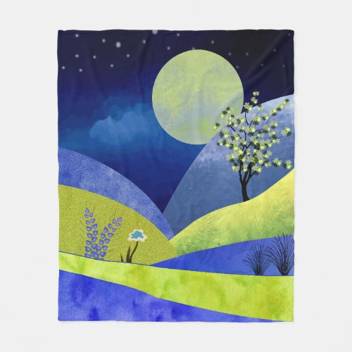 Spring Moonrise Fleece Blanket